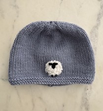 Handmade Knit Baby Sheep Hat Grey 6-12 Months Woolly Novelty Animal Beanie Cap