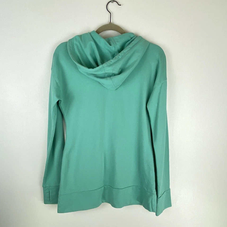 Chaqueta con capucha y cremallera completa pequeña Toms para mujer agujeros para el pulgar bolsillos verde espuma de mar Foto 2 de 4