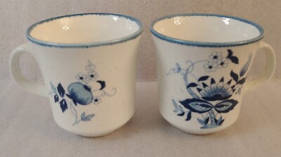 Set of 2 Mikasa Cordon Bleu Chinoiserie Flat Cups Blue White CG508 JAPAN Rare