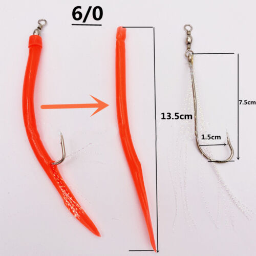 5pcs Cod Eel Tube Jig Bait Shank Offset Hook Octopus Hook Striper Jig Lure - Picture 3 of 15