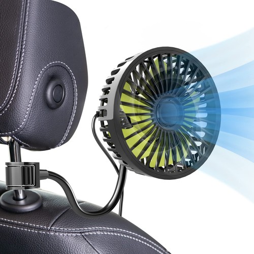 USB Car Fan for Backseat Kids 3 Speeds Strong Wind 5V Powerful Quiet Ventilat...