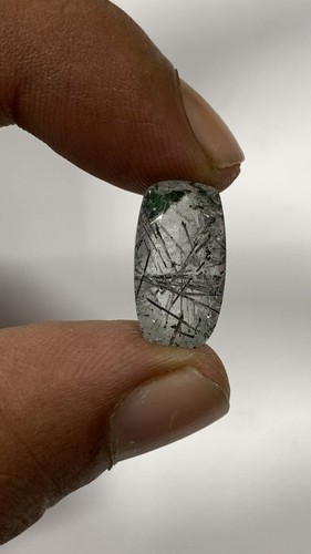 Natural Black Rutile Gemstone Faceted Cut stone Cushion Shape size- 9.50x17 MM - Picture 7 of 20
