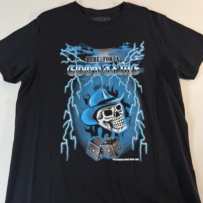 Samborghini Here For A Good Time T-Shirt Men's Size Large Black Graphic Tee NEW