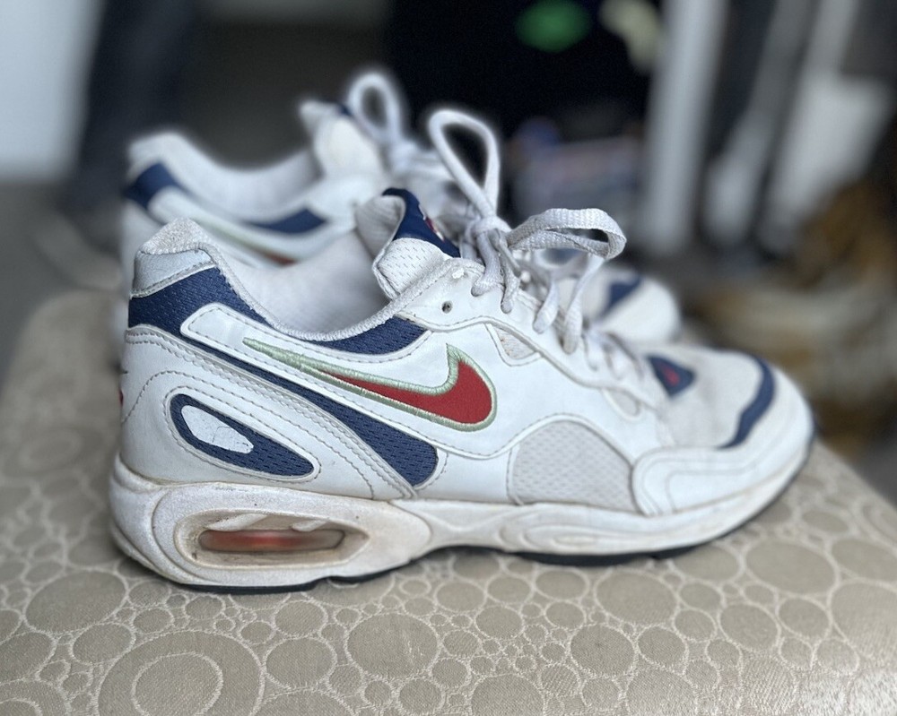 Vintage 1990s Nike Air Pegasus Running Shoes Size 8.5 White Red Navy
