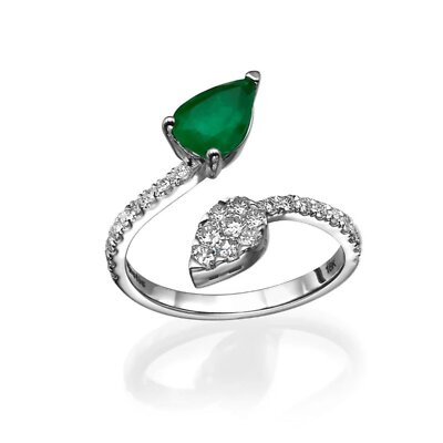 Gorgeous Diamond and Emerald Drop Ring for Woman by Baroness