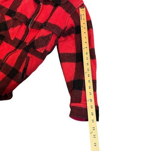 Vintage Johnson Woolen Mills Wool Jacket Hunting Red Plaid Mackinaw 36/38 - Picture 7 of 16