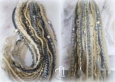 Ponytail Hair Fall Extension Blonde 613 Grey Silver hair scrunchy Viking Wedding