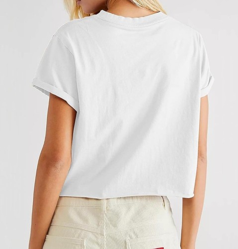 Aoang Womens Summer Crop Top Short Sleeve Round Neck T-Shirt Loose Fit Small - Bild 2 von 7