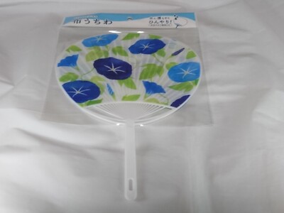 Cloth fan　Morning glory Blue　It gets cool when wet.