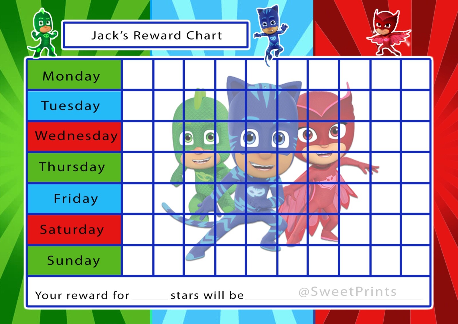 PJ Reward chart / behaviour chart / star chart with Stickers and pen | eBay