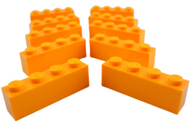 Lego 10 Stück hellorange (bright light orange) Steine 1x4 Stein (3010) City Neu