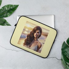 Laptop Sleeve Brunette Girl at the Beach