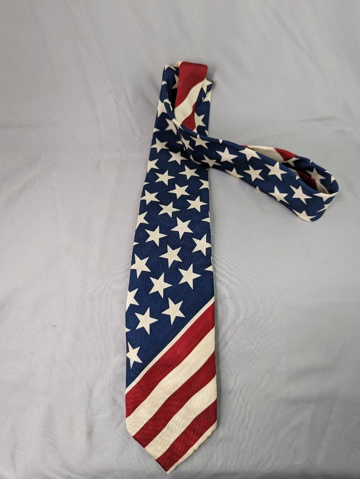Corbata patriótica 52 roja blanca azul 4 de julio vintage bandera americana seda para hombre EE. UU. Foto 2 de 4