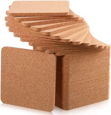 Square Cork Trivets 4 X 4 X 0.2 Inch Cork Coasters for Drinks Absorbent Cork Pla