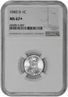 1943 D 1C Lincoln Steel Wheat Cent NGC MS 67+ New Holder