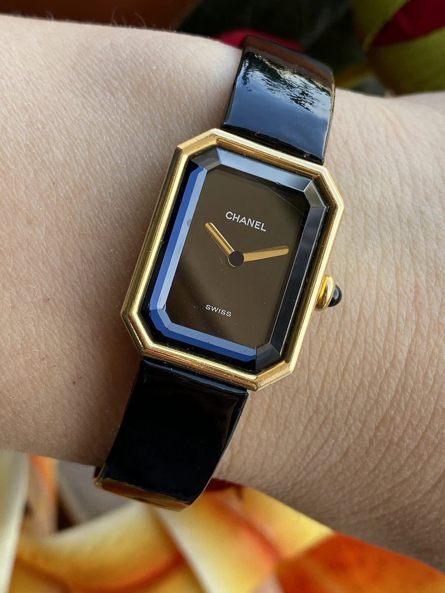 CHANEL Premiere 20mm Yellow Gold Plated Case with Black and Gold