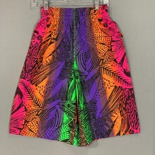 Vintage 80s Adult Small Surf Beach Hawaii Shorts Floral All Over Print USA Neon
