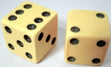 Vtg Bakelite Die Dice Lot 2 Black Pips Game Replacement Pieces 5/8 inch