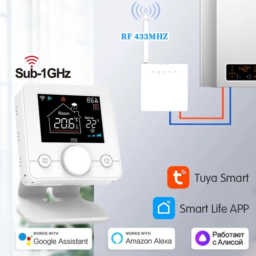 Tuya WiFi Smart Wireless Thermostat RF 433MHZ Receiver for Boiler Heating Alexa - Picture 5 of 17