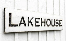 Lakehouse Sign - Carved in a Solid Wood Board Rustic Distressed Summer Cabin