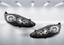 FORD FIESTA MK7 2008-2012 FRONT HEADLAMP HEADLIGHT BLACK RIGHT & LEFT PAIR BOTH