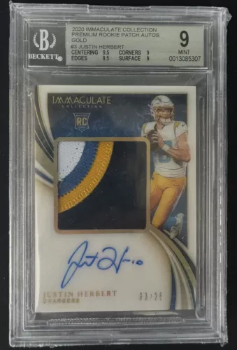 2020 Immaculate #3 Justin Herbert Premium RPA gold /25 BGS 9 Auto 10