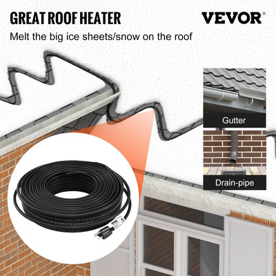 Self-Regulating Pipe Heating Cable - 140ft 5W/ft - 120V Heat Tape for Roof De-ic