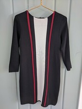 Renee C Womens Medium 8 10 Dress Black Vertical Stripe USA Career Work White Red