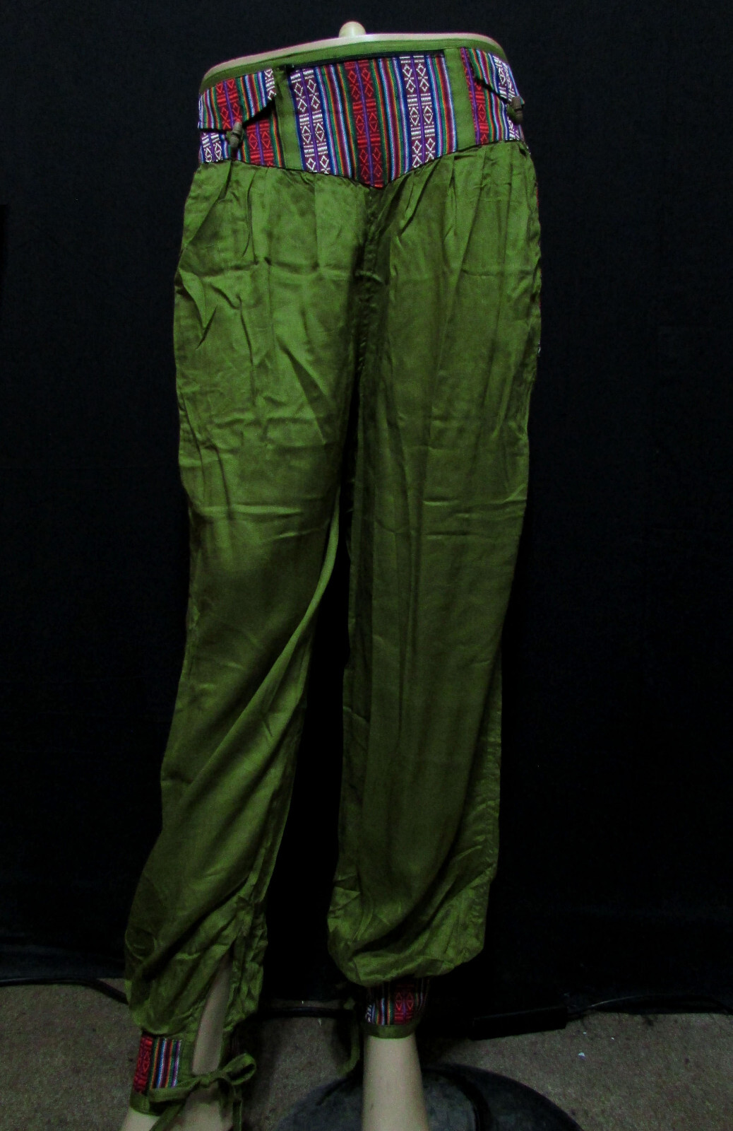 Tr405 Olive Green Cotton Rayon Casual Hippie Pants for Women Nepal