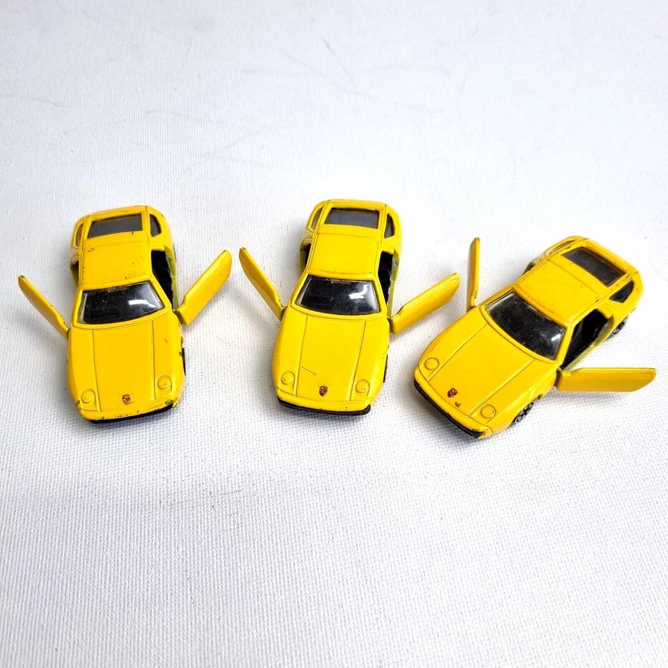 welly porsche No110 YELLOW DIECAST X3 CARS LOT FREE POST - Image 4 of 4