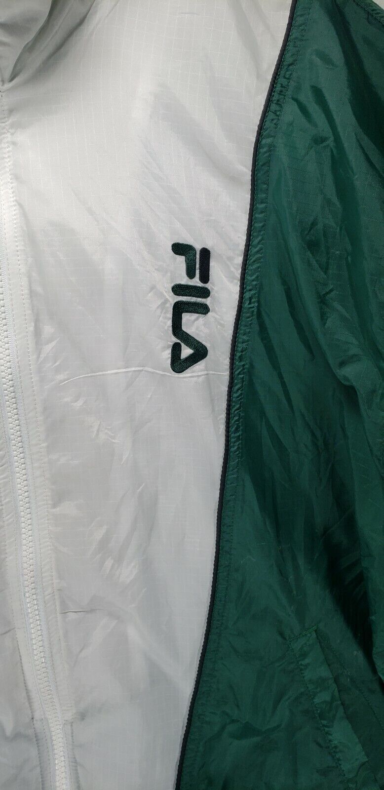 Giacca Vintage Fila Windbreaker New York Jets Color Way Bianco Verde Medium VINTAGE