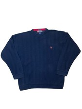Chaps Ralph Lauren Thick Knit Blue Vintage Sweater Crest Logo Mens Size XL 90s