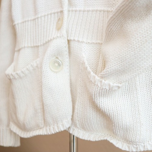 Lauren Ralph Lauren Cardigan Small White Cotton Collared Front Pockets Sweater - Picture 4 of 12