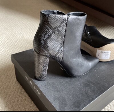 Saks Fifth Ave leather point toe bootie  Boots Black Size 6.5 Snakeskin