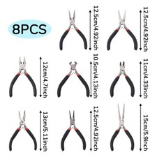 8PC Carbon-Hardened Steel Jewelry Pliers Sets Polishing Jewelry Making 10.5 15cm