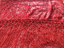 RED Sequin Fancy Long Fringed Scarf - Great for the Holidays or Evenings Out