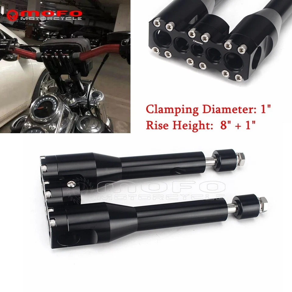 Kit elevador de manillar de 8"" abrazadera de 1" para Harley Softail Street Bob FXBB FXBBS FXST Foto 2 de 4