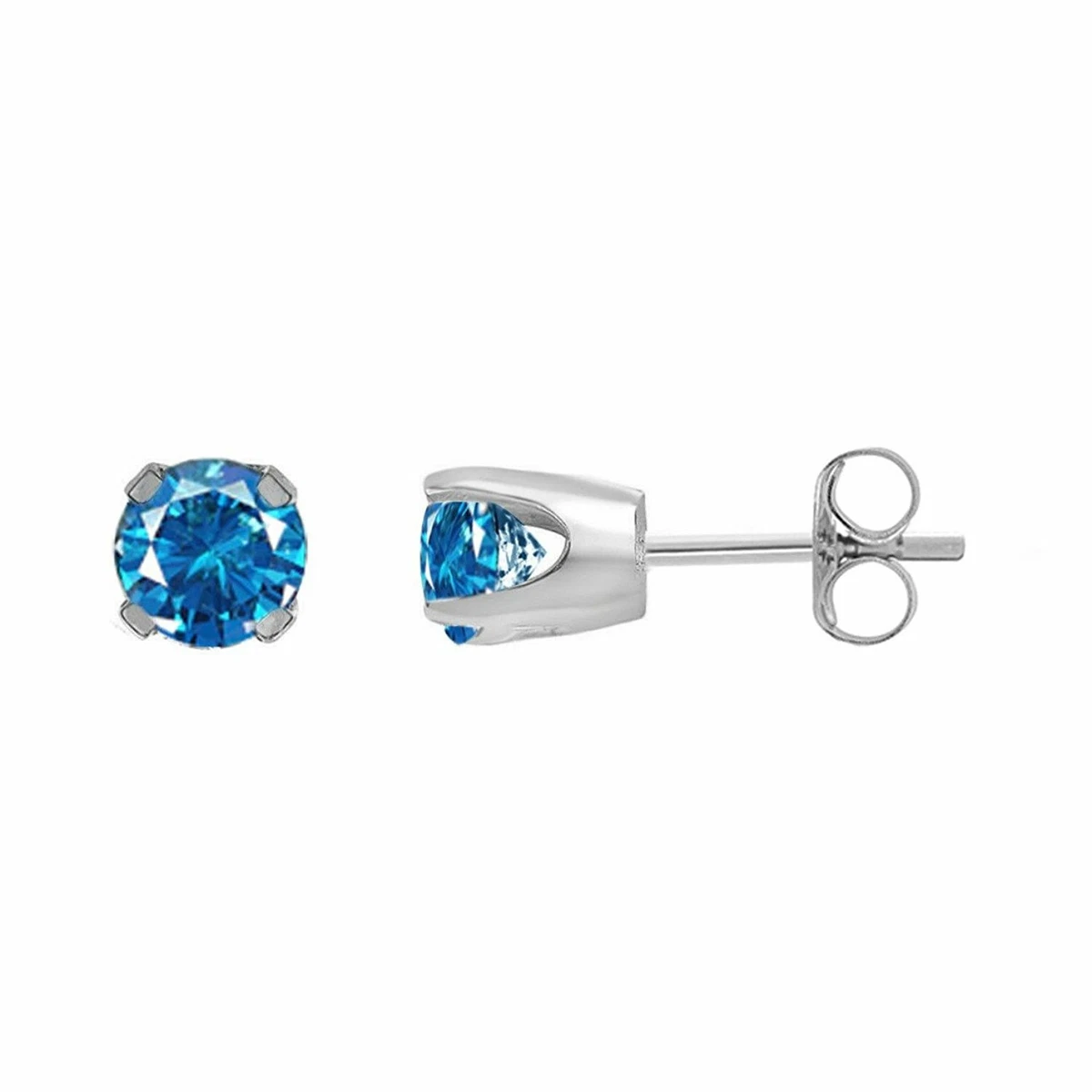 Blue diamond cheap solitaire earrings