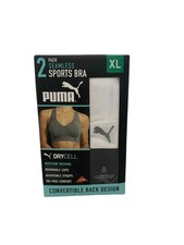 Puma Seamless Sports Bra 2Pk XL Tag Free Convertible Back Design Black White