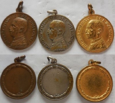 Serie 3 Verdienstmedaillen V. Emanuele III König und Kaiser 1936
