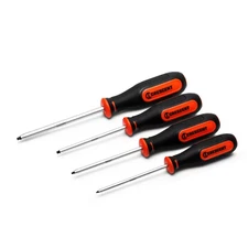 Square Drive Screwdriver Set with Dual Material Tri-Lobe Handles (4-Piece)