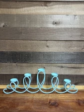 Teal Meal Shabby Chic 5 Votive Candle Holder Candelabra
