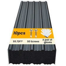 10 pcs Metal Roofing Panels - Corrugated Galvanized Roof Panels L45.28x W17.7...