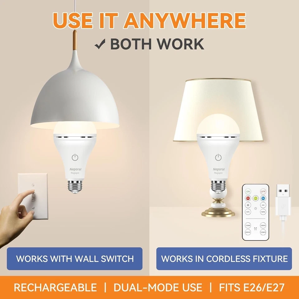4PK MagixPro Rechargeable LED Bulbs: Fast 2-Hour USB Charging, Remote Operated - Image 4 of 4