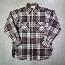 Woolrich Flannel Shirt Men Large Multicolor Plaid Board Wool Made in USA Outdoor