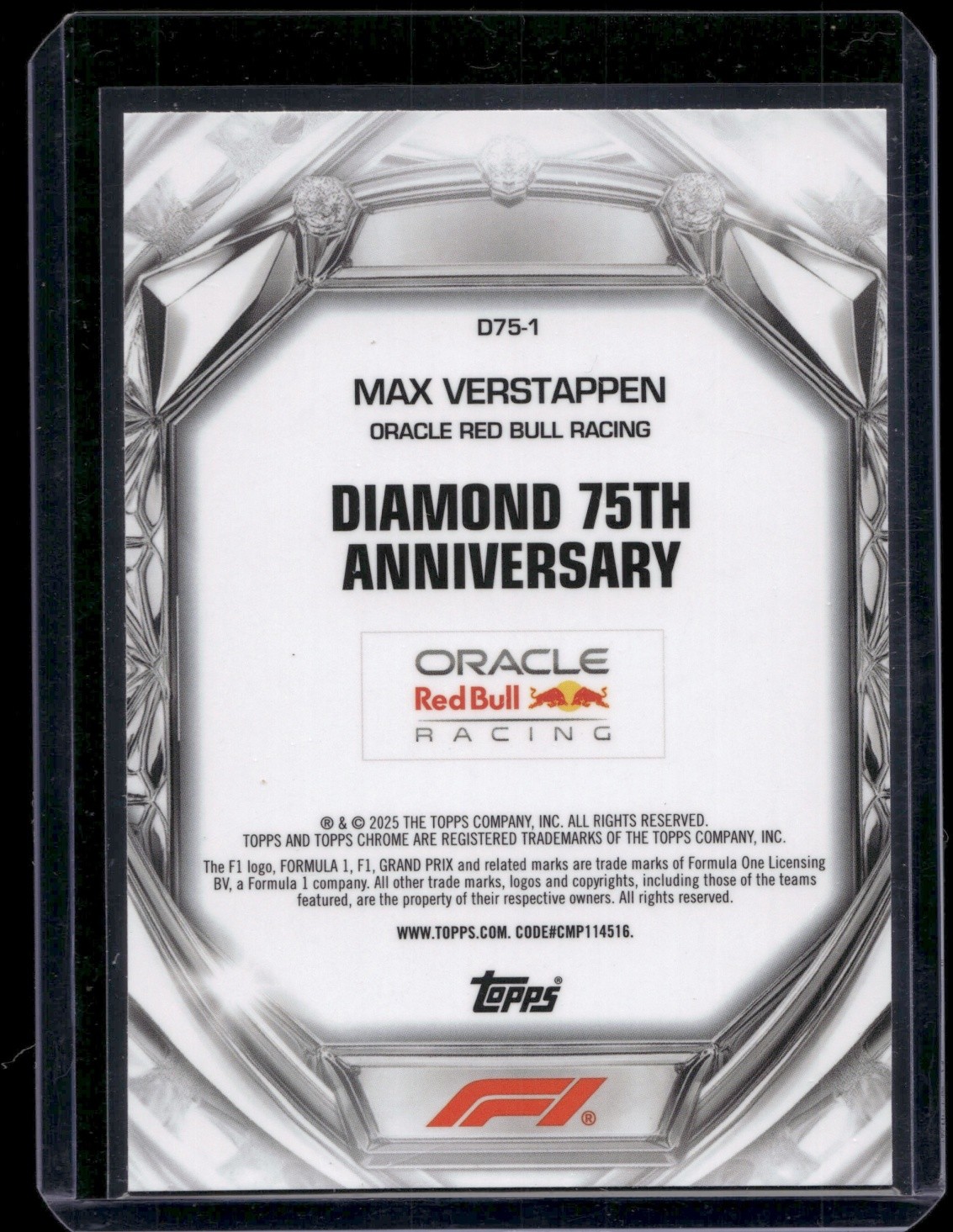 MAX VERSTAPPEN 2025 TOPPS CHROME F1 DIAMOND NIGHT VISION MINI-DIAMOND 276/299 view 2