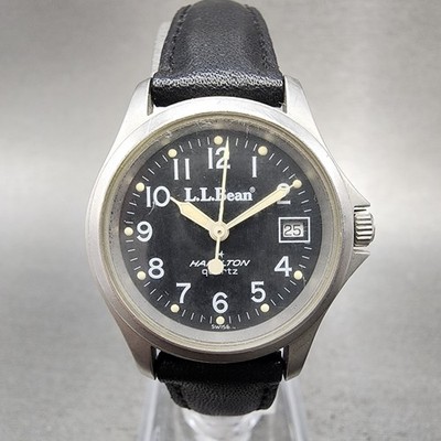 Hamilton LL Bean Watch Women 27mm Black Dial Silver Tone Date Round New  Battery