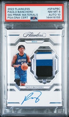 PANINI FLAWLESS SIGNATURE PRIME MATERIALS PAOLO BANCHERO 25/25 PSA 8 AUTO 10
