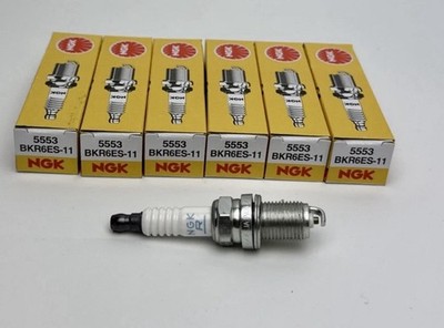  Set of 6 NGK Spark Plugs 5553 BKR6ES-11 for Acura Honda Isuzu Lexus Toyota