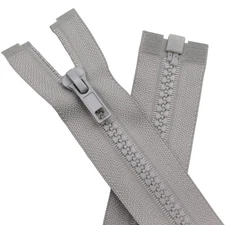 2 PCS 23 Inch Gray 5 Separating Jacket Zippers, Molded Plastic, Bulk, Sewing